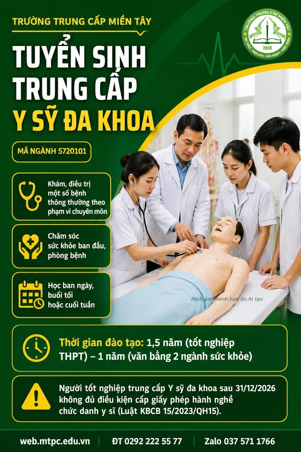 Tuyển sinh trung cấp ngành Y sỹ đa khoa
